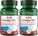 Renhetsprodukter Krill Omega 50 (Krill + Fiskeoljeblanding 1000 mg + Astaxanthin 500mcg + Fosfolipider 200 mg + vitamin D 500 IE) - 60 Mini Softgels (Pack of 2)