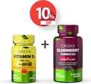 ORZAX Vitamin D3 10000 iu eldrebær kapsler, 2000mg Sambucus, Bundle