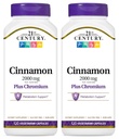 Cinnamon 2000 mg Per Serving Plus Chromium Vegetariske kapsler 120 greve - Pakke med 2