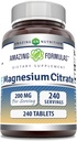 Amazing Formula Magnesium Citrat | 200 Mg Tabletter | Mineral Supplement | Ikke-GMO | Glutenfri | laget i USA (1 Pack, 240 Count)