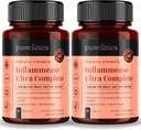 pureclinica Inflammease Ultra Complete (Resveratrol, Ginger, ALA, Spirulina, Curcumin- 5 Kosttilskudd i én) 1305mg x 180 tabletter - 2 flasker 90 tabletter - 6 måneders forsyning!