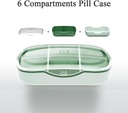 Reise piller Organizer Box, 6 Sammenligning ukentlig medisin tilfelle påminnelse for purse lomme, daglig apotek container, medisinholder dispenser for fiskeolje, vitamin, cod leverolje, tillegg
