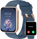 RUIMEN Smart Klokker For Kvinner Menn (Svar/Svar) Kompatible med iPhone/Android Phones, 1.85" HD-skjerm Fitness Tracker hjertefrekvens Monitor 100+ Sports Tracker Watch Vanntett (Blue)