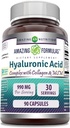 Amazing Formler Hyaluronsyre Super Kompleks med MSM, kollagen Type I & III, og Vitamin C 990 Mg | 90 Kapsler Supplement | Ikke-GMO | Glutenfri |