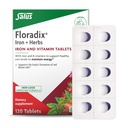 Floradix Iron Tabletter - Jern Supplement med B-vitaminer, Folinsyre, Vitamin C og mer - Energistøtte - Vegetarisk og glutenfri - 120 tabletter (120 Serveringer)