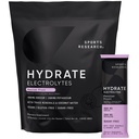 Sports Research® Hydrate Electrolytes Powder Packets - Sukkerfri & naturlig flavorert med vitaminer, mineraler og kokosvann - støtter Hydration - 16 Pakninger - Passion Frukt