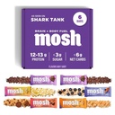 MOSH Variety Pack Keto Protein Bars, Høy Fiber, Lavkarbohydrat, Glutenfri, Høy Protein, Hjernen Sunn Snack med Ashwagandha, Lions Mane, 6 greve