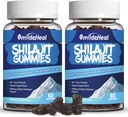 Shilajit Gummies 1000 MG, Organic Shilajit Supplement, 85+ Trace Minerals, med Ashwagandha, Mushroom - Energi, hjerne, immunitet støtte, for menn og kvinner - 120 greve