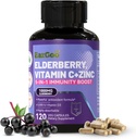 Sambucus Elderberry med sink og vitamin C - 5 i 1 immun støtte supplement, ikke-GMO, 120 vegetariske kapsler, 2 måneders forsyning