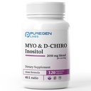 Puregen Labs Inositol Supplement Myo Inositol & D-Chiro Inositol 2050mg - 120 Veggie Caps | Ingen skadelig tilsetningsmidler | Ikke-GMO, NO Gluten og Dairy - laget i USA