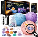 GobiDex Gemstones Dig Kit, Solar System Science Kit for barn, Excavete 15 ekte Gems, STEM utdanningsrom leker Planet samling Kit, arkeologi geologi vitenskapsprosjekter gave til gutter & Girls alder 6+