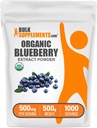 BulkSupplements.com Økologisk Blåbær Ekstrakt pulver - Blåbær Ekstrakt Supplement, Antioksidant Support - Vegansk & Glutenfri, 500mg per servering, 500g (1,1 lbs) (Pack of 1)