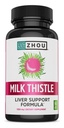 Zhou Melke Thistle - Liver Helse Supplement, Silymarin Melke Thistle ekstrakt & pulver for menn og kvinner, Herbal Cleanse Support, Metabolsk Helse - 60 Vegetariske kapsler