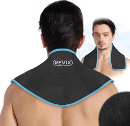 REVIX Hals Ice Wrap Ice Pack for hals og skulder, Terapi for å fremme fleksibilitet og mobilitet, Hot Cold Gel Packs Reusable for post-workout, svart