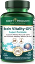 Renhetsprodukter Brain Vitality-GPC Super Formula Acetyl L-karnitin HCI + Alpha GPC + Fosfatyderin - støtter normal konsentrasjon og mental klarhet - 120 Caps