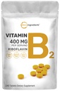 Mikroingredienser Riboflavin vitamin B2, 400mg per servering, 240 Mini Tabletter essensielle vitamin B Supplement | B vitaminer for energiproduksjon | lett å svelge, ikke-GMO