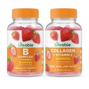 Livbar B-kompleks + kollagen & vitamin C, Gummies Bundle - Great Tasting, vitamin Supplement, Glutenfri, GMO Gratis, Chewable Gummy