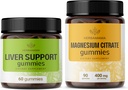 HERBAMA Liver Support Complex and Magnesium Kit - Bundle of Liver Support Herbal Complex & 400 mg Magnesium Citrate Gummies - Vegan, ikke-GMO, Gelatin-Free - 2 Pack