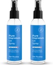 Pure Magnesium Olje Spray – 4oz (2 Pack) Organisk USP Grade, Topisk Magnesium Spray for føtter, Ben Cramps, Vekthåndtering, Aceite de Magnesio, Naturlig Salt & Gamle Mineraler – laget i USA