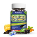 Svart Seed Oil Gummies, Økologisk Svart Cuminie Seed Oil Gummies, Svart Cuminie Seed Oil Organic 500 mg, Chewable Black Seed og Honning Gummies, Vegan, 60 Gummies