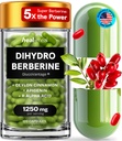 Dihydroberbin Supplement - Dehydro Berberine Organic - Super Berberine Supplement med Ceylon Cinnamon & R Alpha Lipoic Acid & Apigenin - Hydroberine 120 caps (1 pakke)