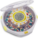 LiveFine Bluetooth Automatic Pill Dispenser, 28-dagers kapasitet, lyd og lysvarsler, nøkkellås, LCD og enkel oppsett på LiveFine App for resept, medisiner, vitaminer og kosttilskudd - Clear Lid