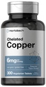 Horbäach Chelated Kobber Supplement 6 mg | 300 tabletter | essensielle spor Mineral | vegetarisk, ikke-GMO, Glutenfri