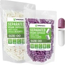 XPRS Nutra Vegansk Størrelse 00 separate kapsler - 1000 greve Premium tomme kapsler adskilt i poser - 00 piller tom for DIY Supplement Fylling (lavendel / hvit)