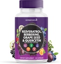 Resveratrol Berberine Grape Seed Extract Quercetin - Polyphenol Supplement med Noni Extract, N-Acetyl Cysteine, Acai Extract - laget i USA - 60 Kapsler