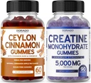 Ceylon Cinnamon (60 greve) - Berberine & Ginseng for Digestion Samlet wellness støtte og kreatin Monohydrat (90 gummier) Delicious Blå bringebær Chews Flavored Supplement - Ikke GMO og laget i Norge