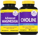 InnovixLabs Choline & Magnesium Bundle Choline Bitartrat 550 mg (100 kapsler) Avansert Magnesium (150 kapsler). Støtter hukommelse, humør, hjernens helse og økt kognitiv.*
