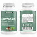 Naturens lukt organiske Ashwagandha Supplement med svart pepper ekstrakt - 1300 mg ren Ashwagandha ekstrakt - energistøtte - ikke-GMO, Glutenfri, Vegan - 60 kapsler