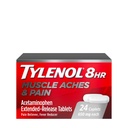 Tylenol 8 timers muskelsmerter og smertelindring Extended-Relief tabletter med 650 mg acetaminophen, feber Reduser & smerte medisin for muskler, ledd, kropp og ryggsmerter smertelindring, 24 teller