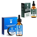 Sandalwood Beard vekstsett med 2X Biotin for menn og Cedarwood Beard vekstolje, naturlige ingredienser og tykkere ansiktshårvekst