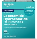 Basic Care Loperamide Hydrochloride Tabletter, 2 mg, Anti-Diarreal, 24 Count (Pack of 1) (Packaging kan variere)