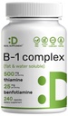 DEAL Supplerende vitamin B1 500mg med benfotiamin, 240 kapsler – 2 i 1 Forbedret formel – Fett og vannløselig Thiamin B1 Supplement – Tredjepart testet, ikke-GMO, Ingen gluten