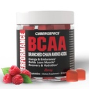 BCAA Gummies, Energi Chews med elektrolytter grened kjede Aminosyrer, Bygg Lean Muscle og Boost Endurance, 60 gummier, Berry Flavored