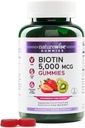 NatureWise Biotin Gummies - støtter sunn hår, hud og sterke negler - Vitamin B7 5000mcg - Naturlig skjønnhet - Jordbær-Kiwi Flavor - Vegansk, ikke-GMO, Glutenfri - 60 Count[30 Day Supply]