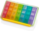 Weekly Pill Organizer - Bærbar 4 ganger-A-dag - Vannmoistur-Proof AM/PM Pill Case, Fargerik 7 dagers medisin Holder Pill Box med etiketter for resepter, medisiner, vitaminer og tillegg