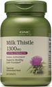 GNC Herbal Plus Milk Thistle 1300mg Supplement, Ekstra styrke, vegetarisk, støtter sunn leverfunksjon, 60 serveringer