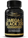 FREZZOR Omega 3 svart - Grønn leppede krusoljekapsler, laget i New Zealand, UAF1000+, felles omsorg og relief, hjerte & immun støtte, ingen fiskelig ettersmak, 320 telle (pakke med 1)
