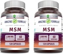 Amazing Formler MSM (Metylsulfonylmetan) Supplement | 2000 Mg Per Serving | Kapsler | Ikke-GMO | Glutenfri | laget i USA (2 Pack, 120 Count)