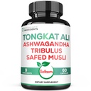 Satoomi Tongkat Ali Root Extract 200:1-9 Essentielle urter med Ashwagandha, Tribulus terrestris og mer - Støttestyrke, energi og sunn immunforsvar - 60 Vegan Caps 2 måneders forsyning