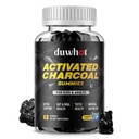 Aktivert Charcoal Gummies for barn, 500 mg Chewable Aktivert Charcoal kosttilskudd for gass lindring, Detox, Digestive og oral helse, Vegansk Blåbær Flavor, 60 greve
