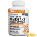 Wild Caught Omega 3 Fiskeolje til hunder - 180 Softgel Kapsler for sunn hud og Coat - Stor 1000 mg Hunde Fisk Olje piller for shedding, tørr kløende hud og varme flekker - Pet Omega Salmon Supplement