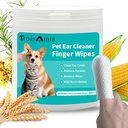 TroisAmis Kjæledyr øre rengjøring Finger Tørker for hund og katt, tykk hund øre renere tørker med gentle og naturlig ingredient, fjerne øredobber, debris-sooth og deodorize-redusert øre kløe og inflammasjon-50 telling