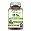 Pure Naturals Neem (Made med naturlig Neem Leaf) | 500 mg 120 Veggie kapsler Supplement | Ikke-GMO | Glutenfri | Laget i USA | Ideell for vegetarianere