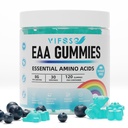 EAA Gummies 120 Gummies (blå bringebær), essensielle aminosyrer - Alle 9 essensielle Aminos (EAA) og alle grened-Chain Aminos (BCAA), ikke-GMO, Glutenfri, Vegetarvennlig