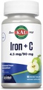 KAL jern C, 90 tabletter, 4,5 mg/90 mg, naturlig Apple Flavor, økt absorpsjon jern piller, immunstøtte