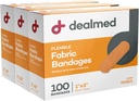 Dealmed Sterile Fleksibel stoff klesbånd - 1x3 tommer - 100/boks - 3 bokser - pustende førstehjelpsstripe pakke - myk strekk sår patch for medisinske, nødsett og klinikker